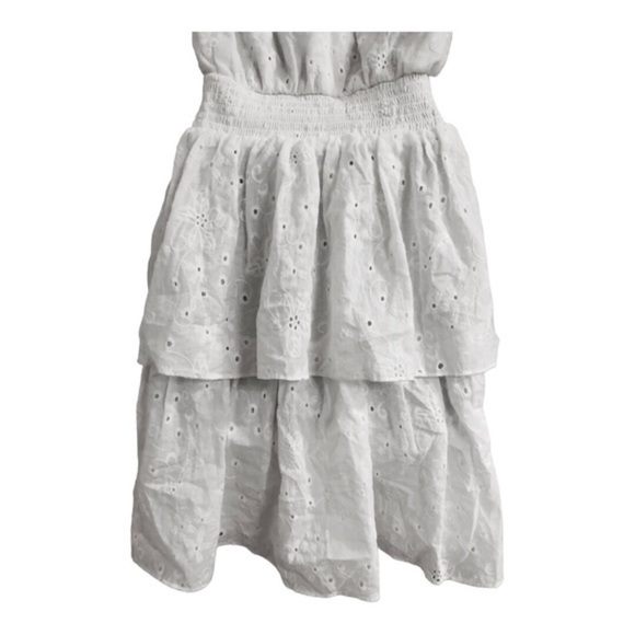 Laundry white eyelet elastic waist tiered neck tie sleeveless dress size 2 new - Picture 6 of 16